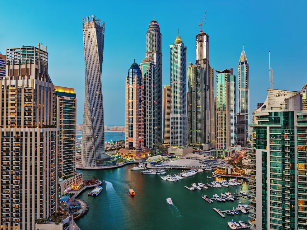 The Dubai Marina featuring the city's iconic skyline.